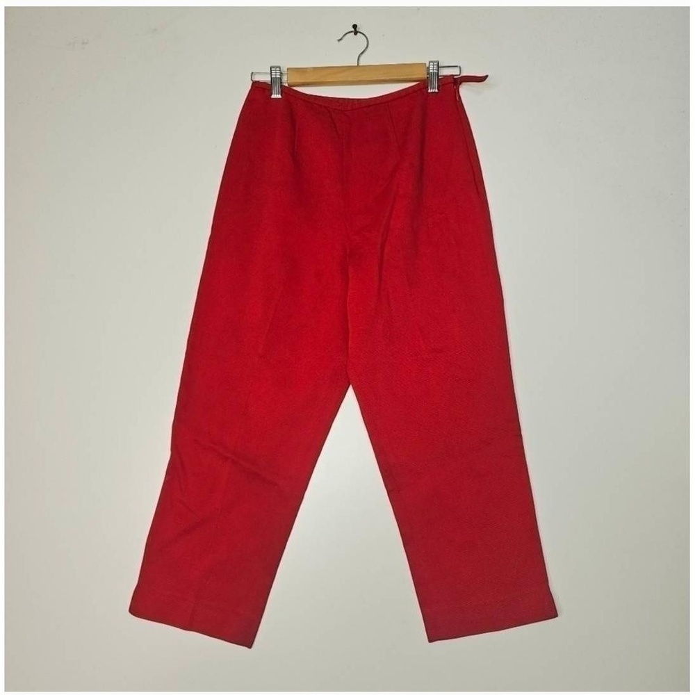 3 X 25 Pendleton Women's Red Waffle Capri Pants Elastic Waist Size Petite 8
